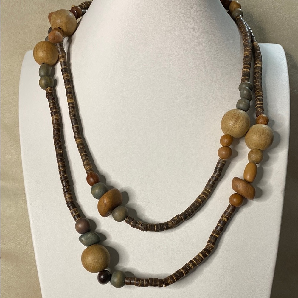 10/$10  Natural Wood Beaded Necklace